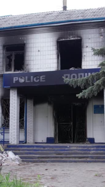 Este Video Vertical Muestra Las Secuelas Guerra Ucrania Edificio Destruido — Vídeos de Stock