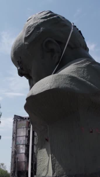 Cette Vidéo Verticale Montre Monument Taras Chevtchenko Borodyanka Ukraine Pendant — Video