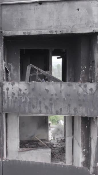 Questo Video Verticale Mostra Conseguenze Della Guerra Ucraina Edificio Residenziale — Video Stock