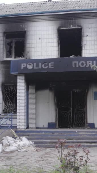 Este Video Vertical Muestra Las Secuelas Guerra Ucrania Edificio Destruido — Vídeo de stock