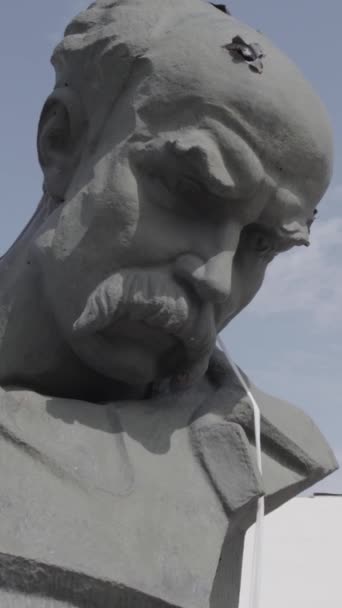 Tato Stock Vertikální Video Ukazuje Průstřel Monument Taras Ševčenko Borodyanka — Stock video