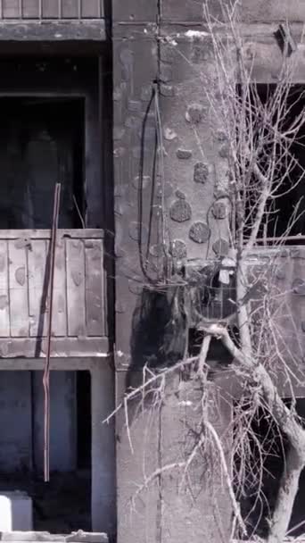 Video Vertikal Ini Menunjukkan Setelah Perang Ukraina Sebuah Bangunan Perumahan — Stok Video
