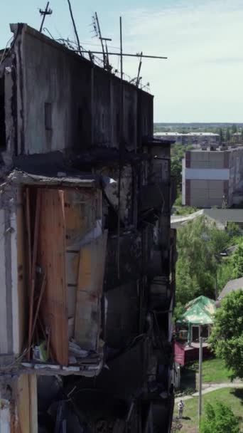 Questo Video Verticale Mostra Conseguenze Della Guerra Ucraina Edificio Residenziale — Video Stock