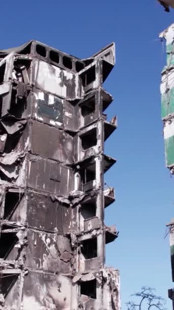 Questo Video Verticale Mostra Conseguenze Della Guerra Ucraina Edificio Residenziale — Video Stock