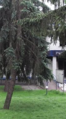Bu dikey borsa videosu Ukrayna 'daki savaşın sonucunu gösteriyor. Borodyanka, Kyiv bölgesindeki polis karakolunun yıkılması ve yakılması.