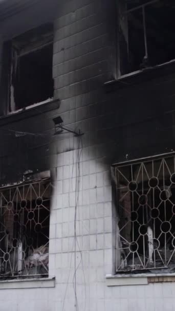 Questo Video Verticale Mostra Conseguenze Della Guerra Ucraina Edificio Distrutto — Video Stock
