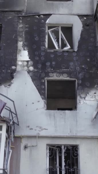 Questo Video Verticale Mostra Conseguenze Della Guerra Ucraina Edificio Residenziale — Video Stock