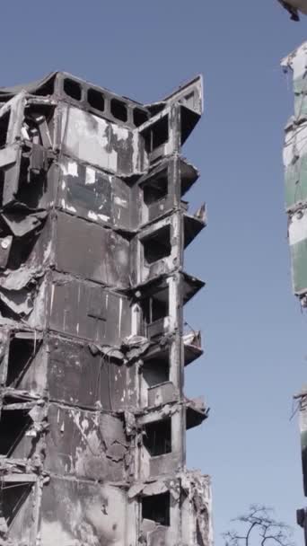 Questo Video Verticale Mostra Conseguenze Della Guerra Ucraina Edificio Residenziale — Video Stock