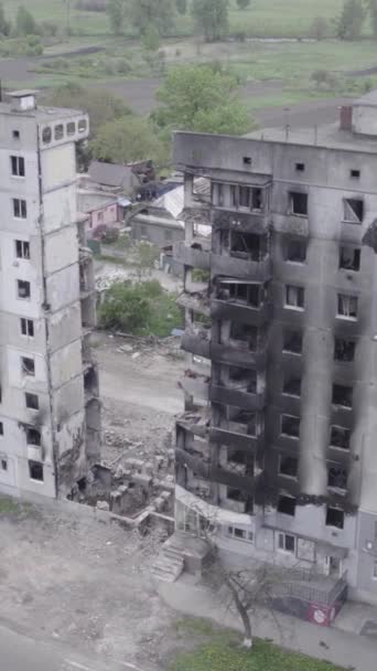 Deze Stock Verticale Video Toont Nasleep Van Oorlog Oekraïne Een — Stockvideo