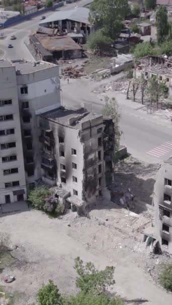 Questo Video Verticale Mostra Conseguenze Della Guerra Ucraina Edificio Residenziale — Video Stock