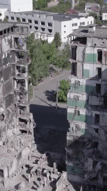 Cette Vidéo Verticale Montre Les Conséquences Guerre Ukraine Bâtiment Résidentiel — Video