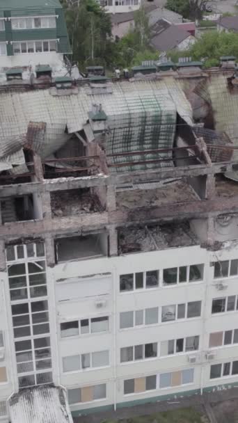 Toto Video Ukazuje Válkou Poničenou Budovu Stoyance Okrese Bucha Ukrajina — Stock video