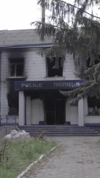 Este Video Vertical Muestra Las Secuelas Guerra Ucrania Edificio Destruido — Vídeo de stock