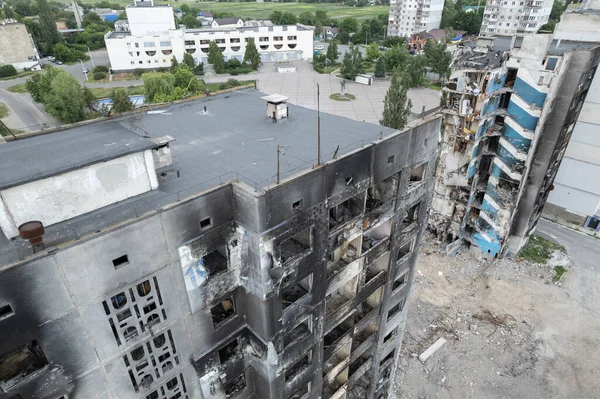 Bu stok fotoğrafı Ukrayna 'daki savaşın sonucunu gösteriyor. Bucha, Borodyanka' da yıkılan bir yerleşim yeri.