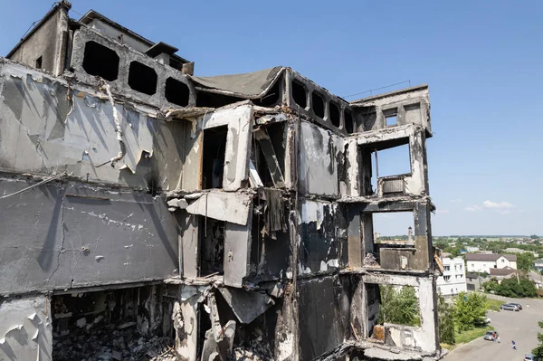 Bu stok fotoğrafı Ukrayna 'daki savaşın sonucunu gösteriyor. Bucha, Borodyanka' da yıkılan bir yerleşim yeri.