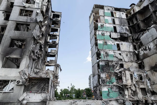Bu stok fotoğrafı Ukrayna 'daki savaşın sonucunu gösteriyor. Bucha, Borodyanka' da yıkılan bir yerleşim yeri.