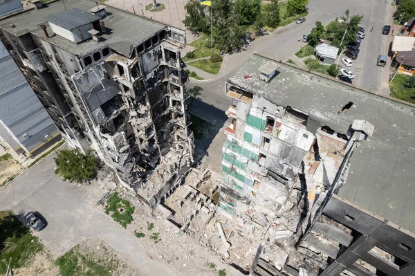Этой Фотографии Показаны Последствия Войны Украине Разрушенное Жилое Здание Бородянке — стоковое фото