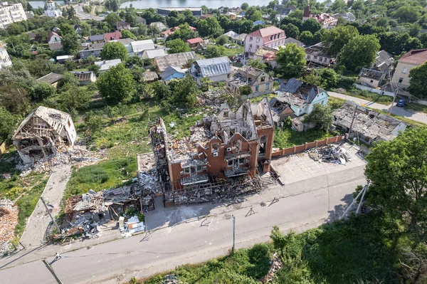 Этой Фотографии Изображено Разрушенное Войной Здание Городе Макаров Украина — стоковое фото