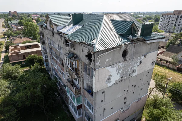Этой Фотографии Изображено Разрушенное Войной Здание Городе Макаров Украина — стоковое фото