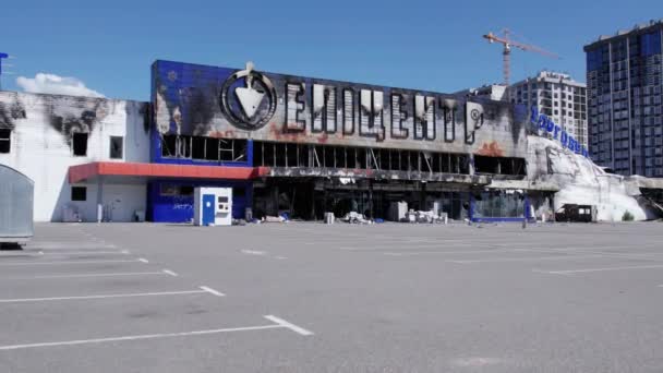 Este Video Muestra Edificio Destruido Centro Comercial Bucha Cámara Lenta — Vídeos de Stock