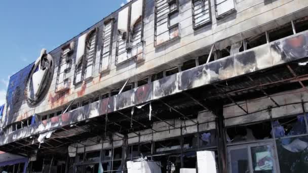 Este Vídeo Mostra Prédio Destruído Shopping Center Bucha Câmera Lenta — Vídeo de Stock