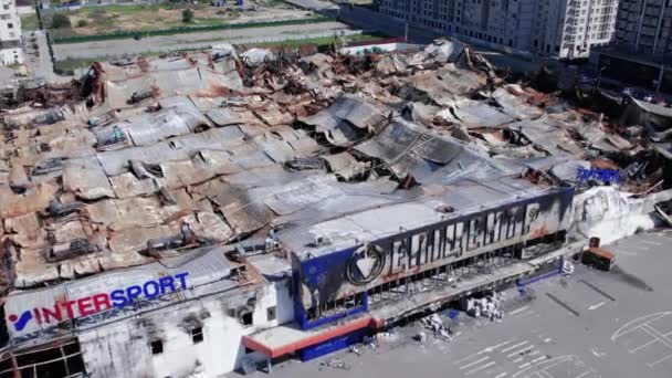 Este Video Muestra Edificio Destruido Centro Comercial Bucha Cámara Lenta — Vídeos de Stock