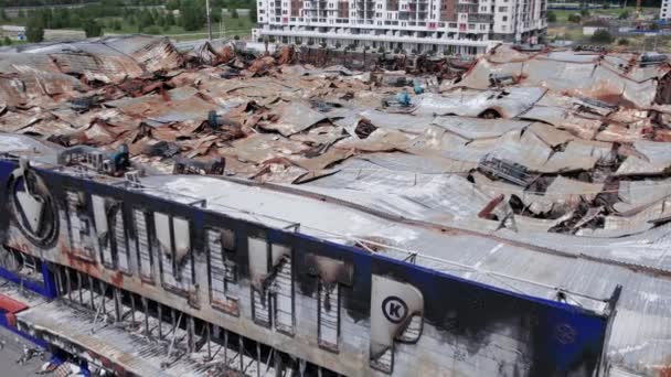 Este Video Muestra Edificio Destruido Centro Comercial Bucha Cámara Lenta — Vídeos de Stock