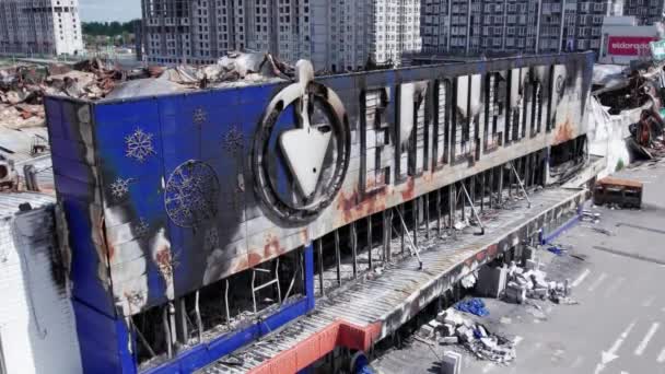 Questo Video Mostra Edificio Distrutto Centro Commerciale Bucha Rallentatore — Video Stock