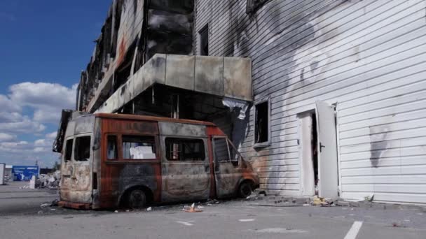 Este Video Muestra Edificio Destruido Centro Comercial Bucha Cámara Lenta — Vídeo de stock