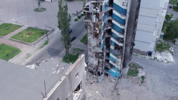 Questo Video Mostra Edificio Residenziale Distrutto Nel Distretto Borodyanka Bucha — Video Stock