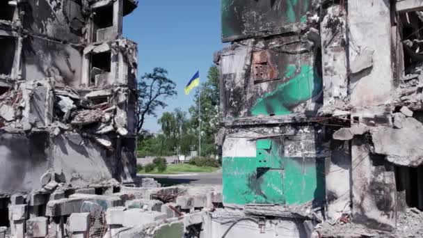 Этом Видео Видно Разрушенное Жилое Здание Бородянке Бучинский Район — стоковое видео