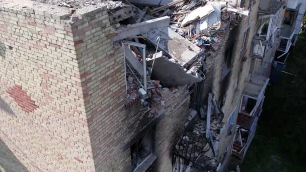 Цьому Відео Зображено Зруйнований Будинок Місті Макарій Під Час Війни — стокове відео