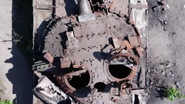 Acest Videoclip Arată Vedere Aeriană Echipamentelor Militare Distruse Ucraina — Videoclip de stoc