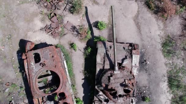 Este Video Muestra Una Vista Aérea Equipos Militares Destruidos Ucrania — Vídeos de Stock