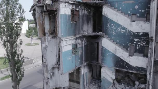 Este Video Muestra Las Secuelas Guerra Ucrania Edificio Residencial Destruido — Vídeos de Stock