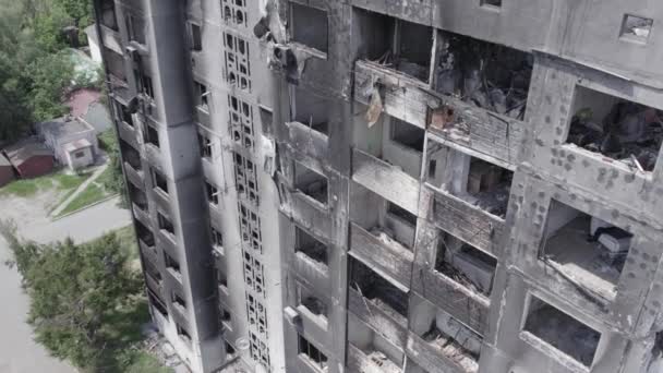 Stock Video Shows Aftermath War Ukraine Destroyed Residential Building Borodyanka — Stock Video