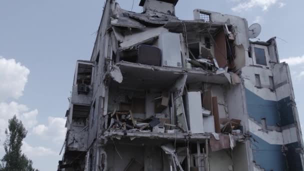 Cette Vidéo Montre Les Conséquences Guerre Ukraine Bâtiment Résidentiel Détruit — Video