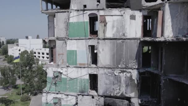 Stock Video Shows Aftermath War Ukraine Destroyed Residential Building Borodyanka — Stock Video