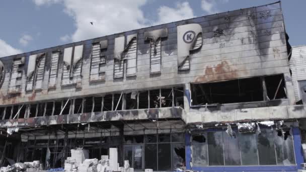 Este Video Muestra Edificio Destruido Centro Comercial Bucha Cámara Lenta — Vídeos de Stock