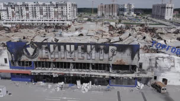 Este Video Muestra Edificio Destruido Centro Comercial Bucha Cámara Lenta — Vídeos de Stock