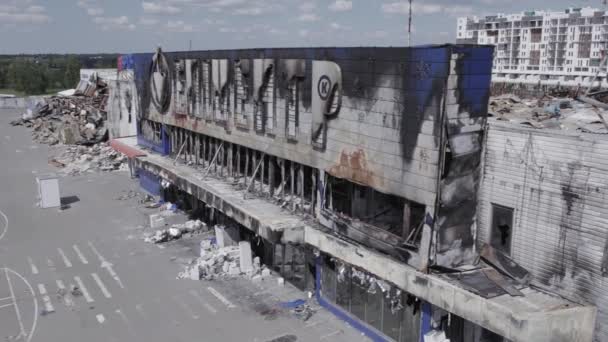 Este Video Muestra Edificio Destruido Centro Comercial Bucha Cámara Lenta — Vídeos de Stock