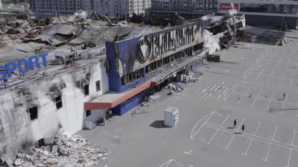 Este Video Muestra Edificio Destruido Centro Comercial Bucha Cámara Lenta — Vídeos de Stock