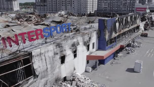 Este Video Muestra Edificio Destruido Centro Comercial Bucha Cámara Lenta — Vídeos de Stock