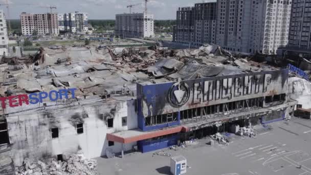 Este Video Muestra Edificio Destruido Centro Comercial Bucha Cámara Lenta — Vídeo de stock