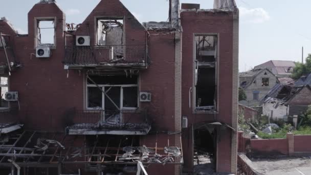 Questo Video Mostra Edificio Distrutto Nella Città Makariv Durante Guerra — Video Stock