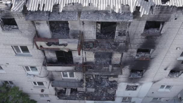 Questo Video Mostra Edificio Distrutto Nella Città Makariv Durante Guerra — Video Stock