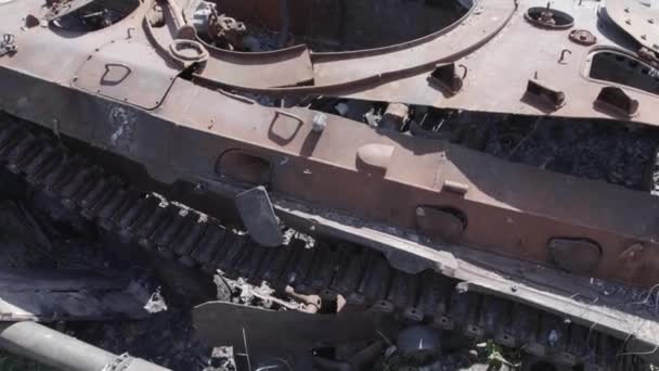 Este Video Muestra Una Vista Aérea Equipos Militares Destruidos Ucrania — Vídeo de stock