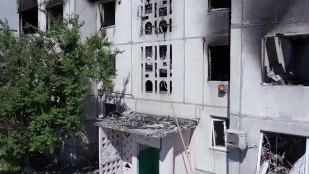 Este Video Muestra Edificio Residencial Destruido Durante Guerra Ucrania Borodyanka — Vídeos de Stock