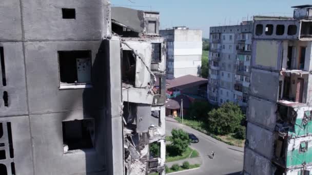 Este Video Muestra Edificio Residencial Destruido Durante Guerra Ucrania Borodyanka — Vídeos de Stock