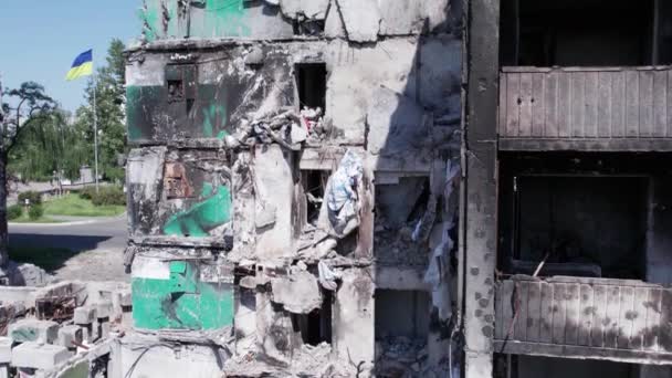 Stock Video Shows Destroyed Residential Building War Ukraine Borodyanka Bucha — Stock Video